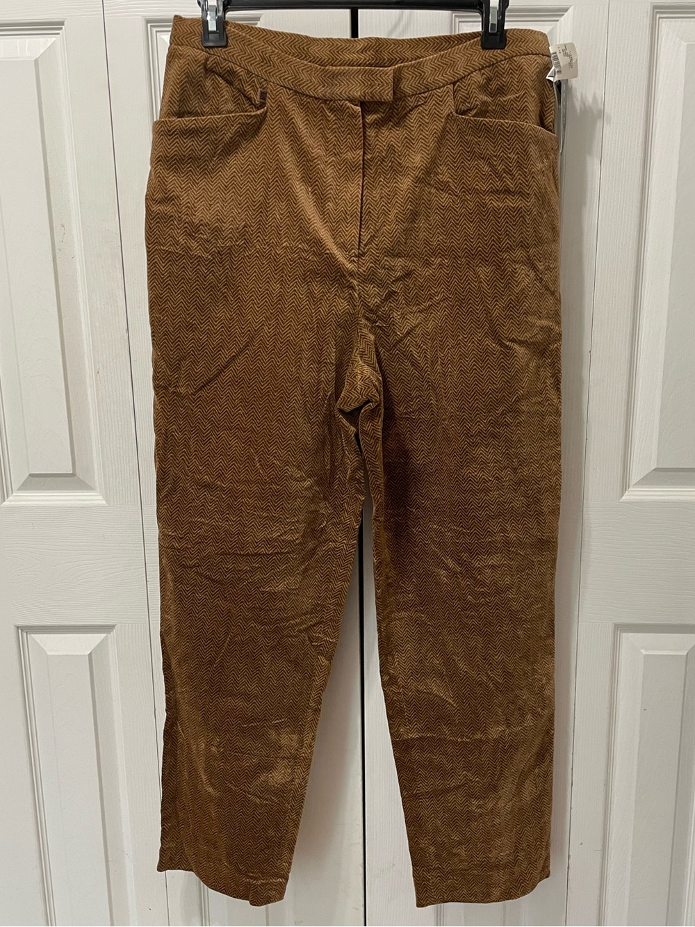 Ralph Lauren Velvet Herringbone Pants in Warm Brown
